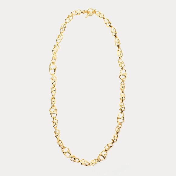 NEW Frances Valentine x Kenneth Jay Lane Open Cage Link Necklace Gold - Picture 3 of 12